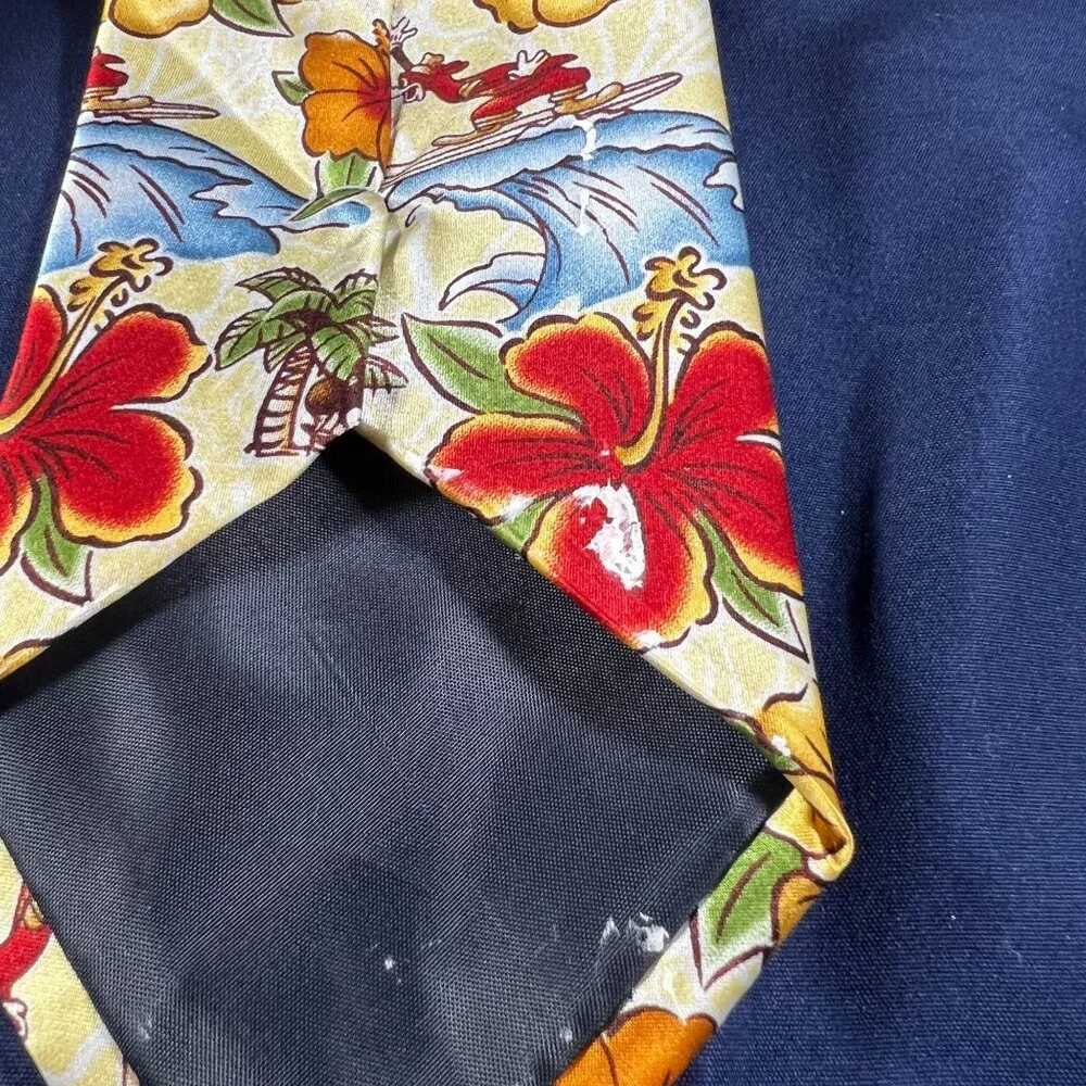 Disney Parks Hawaiian-Themed Mickey Mouse & Friends 100% Silk Tie - Picture 3 of 5